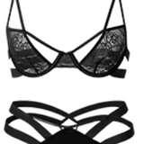 Ultra-Thin Lace Strappy Lingerie Set