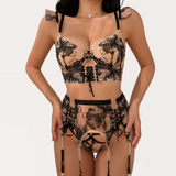 Strappy Tie-Up Chain Decor Lingerie Set