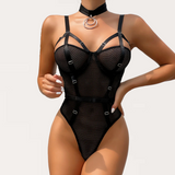 Mesh Panel Sexy Sheer Cami Bodysuit Lingerie