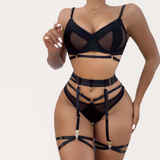 Ultra-thin Hollowed-out Mesh Lingerie Four-piece Set