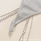 Lace - rhinestone - adorned chain - decorated camisole underwear set