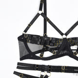 Strappy Bondage-Inspired Sexy Lingerie Set