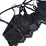 Black Lace-Trimmed Strappy Bralette