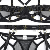 Strappy Bondage-Inspired Sexy Lingerie Set