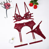 Teardrop Crystal Sexy Lace Hollow Lingerie Set