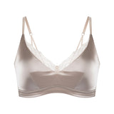 Mulberry Silk-Trimmed Satin Triangle-Cup Bra