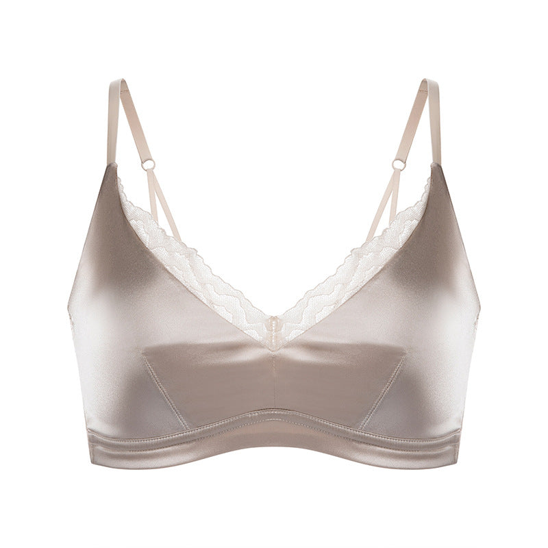 Mulberry Silk-Trimmed Satin Triangle-Cup Bra