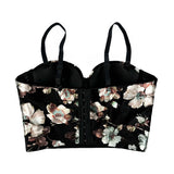 Velvet Floral Printed Shaping Boned Corset Top