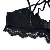 Black Lace-Trimmed Strappy Bralette