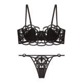 Sexy Black Lingerie Set with Bold Geometric Straps