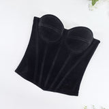 Velvet French - style boned cincher for body shaping