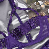 Hollowed-Out Mesh Webbing Lingerie Set