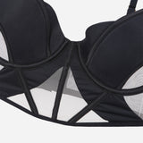 Sexy ultra - thin smooth mesh lingerie set