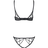 Color - blocking lace breast - revealing strap sexy underwear