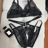 Lace Sheer Mesh Strappy Lingerie Set