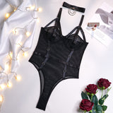 Mesh - spliced Sexy Transparent Halter Bodysuit Lingerie