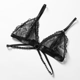 Sheer Mesh & Lace Strappy Harness Lingerie Set