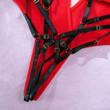 Mesh Cross - Spliced, Strappy and Color - Blocked Bodysuit Lingerie