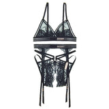 Lace Sheer Mesh Strappy Lingerie Set