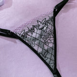 Lace Bow-Detail Garter Lingerie Set with Straps