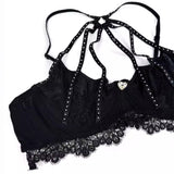 Black Lace-Trimmed Strappy Bralette