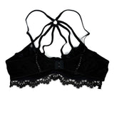 Black Lace-Trimmed Strappy Bralette