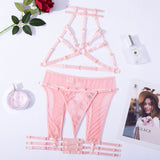 A lingerie set featuring ribbons, mesh, see - through elements and cut - outs, perfect for intimate moments.