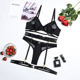 Ultra-thin Hollowed-out Mesh Lingerie Four-piece Set