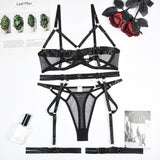 Strappy Bondage-Inspired Sexy Lingerie Set