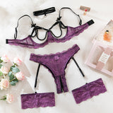 Lace and Small Bowknot Halter Lingerie Set