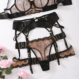 Lace & Satin Garter Lingerie Set (five piece)