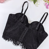 Breathable Mesh Lace Embroidered Silk Corset Top