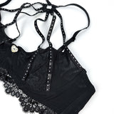 Black Lace-Trimmed Strappy Bralette