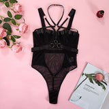 Mesh Strappy Halter Lingerie Bodysuit