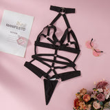 Hollowed - out Strappy, Spliced, Embroidered and Neck - Hanging Bondage Sexy Lingerie