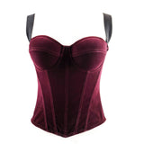 Velvet French - style boned cincher for body shaping