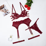 Teardrop Crystal Sexy Lace Hollow Lingerie Set