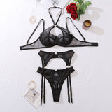 Black Lace Mesh Sheer Lingerie Set