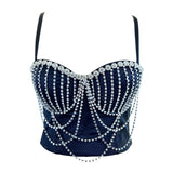 Chest - chain tassel - beaded boned bra