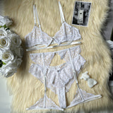 Lace Trim Sheer Hollow Lingerie Set