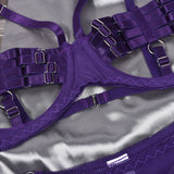 Hollowed-Out Mesh Webbing Lingerie Set