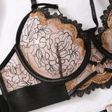 Lace & Satin Garter Lingerie Set (five piece)