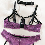 Lace and Small Bowknot Halter Lingerie Set