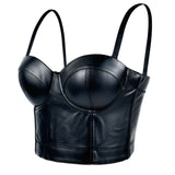 Black Faux Leather Corset Top with Adjustable Straps