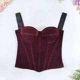 Velvet French - style boned cincher for body shaping