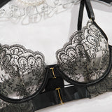 Sheer Embroidered Lash Lace Shaping Lingerie Set (4-Piece)