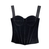 Velvet French - style boned cincher for body shaping