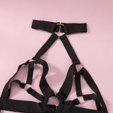 Hollowed - out Strappy, Spliced, Embroidered and Neck - Hanging Bondage Sexy Lingerie