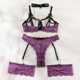 Lace and Small Bowknot Halter Lingerie Set