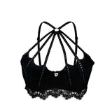 Black Lace-Trimmed Strappy Bralette